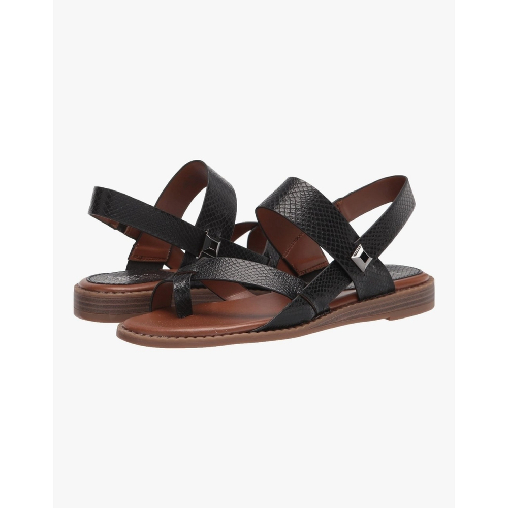 Franco Sarto Women's BLACK SNAKE Flat Slingback Sandal Flip Flops - 7 M - Picture 2 of 14